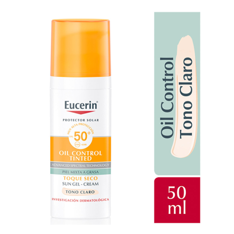 Protector Solar Facial Eucerin Oil Control FPS 50+ Tono Claro - Frasco 50  ML - Derma Care Salud Store